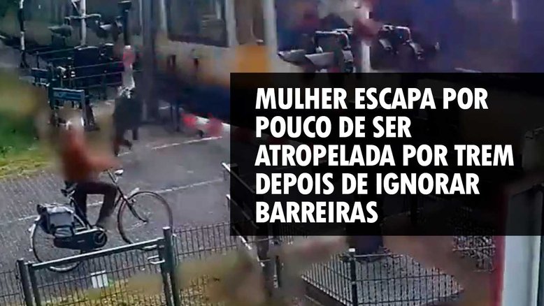 Vídeo: Mulher escapa por pouco de ser atropelada por trem depois de ignorar barreiras