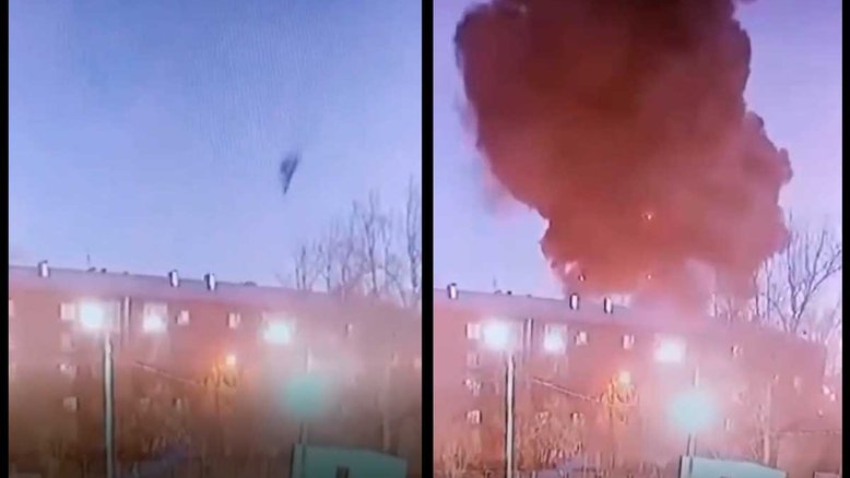 Vídeo mostra o momento da queda do avião militar russo Su-30 em Irkutsk. Foto: Reprodução Instagram