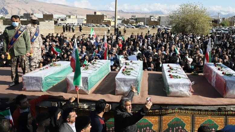 Manifestantes protestam contra o governo iraniano durante funeral de menino