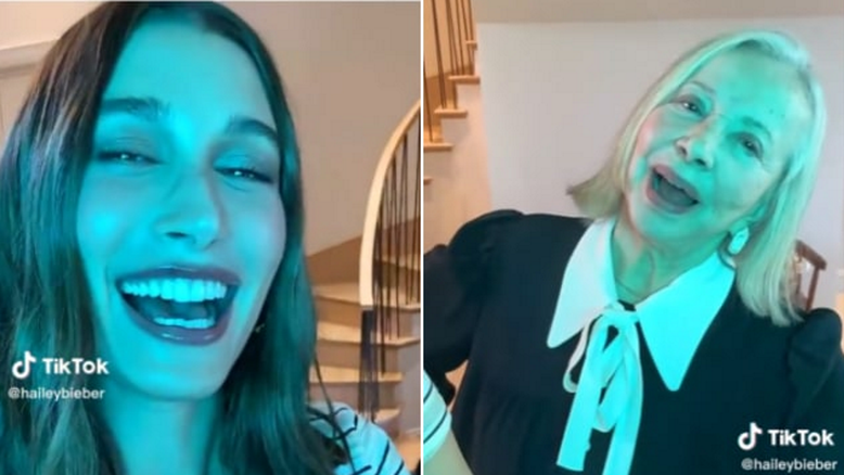 Com família brasileira, Hailey Bieber se diverte com avó falando português