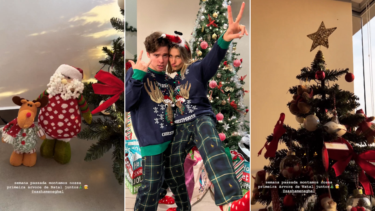 Sasha Meneghel e João Figueiredo montam árvore de Natal: 'Nossa primeira juntos'