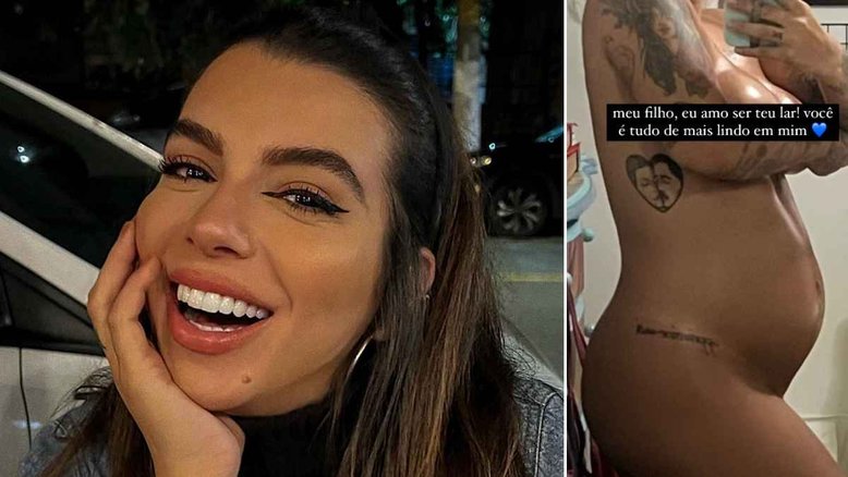 Nua, Petra Mattar mostra barriguinha de grávida: 'Você é tudo de mais lindo em mim'