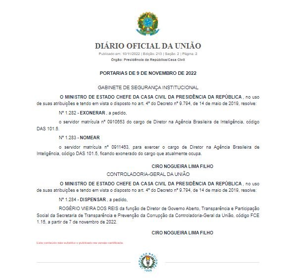 Governo troca um dos diretores da ABIN