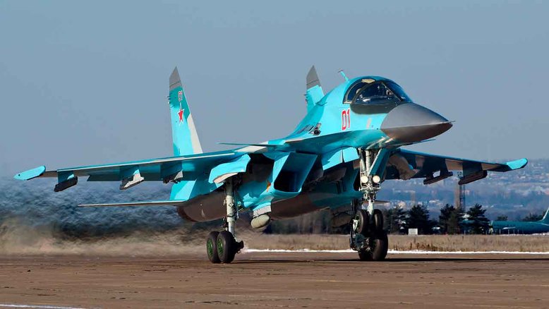 Rússia divulga vídeo de seu caça-bombardeiro mais moderno, o Sukhoi Su-34. Foto: Wikipedia