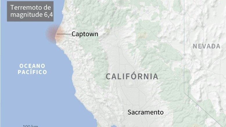 Terremoto de 6,4 de magnitude abala norte da Califórnia
