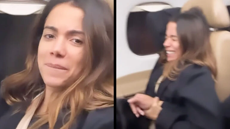 Anitta reza ao enfrentar turbulência em jatinho: ‘Não adianta gritar’