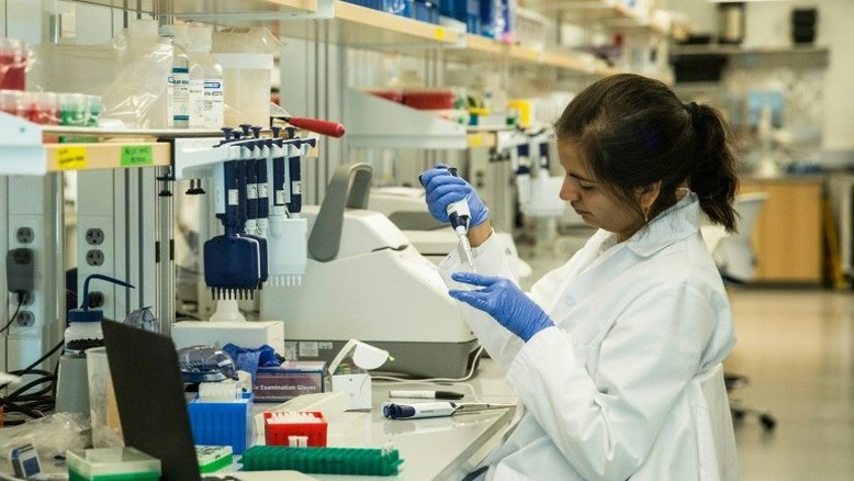 (Arquivo) Pesquisadora prepara amaostras de DNA para sequenciamento em um laboratório nos Estados Unidos - GETTY IMAGES NORTH AMERICA/AFP