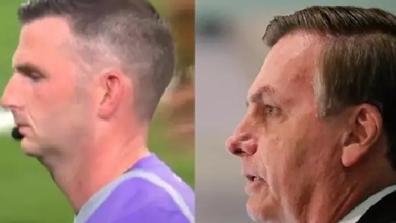'Ele já arrumou um emprego?', brinca internauta sobre semelhança de Bolsonaro com árbitro da Copa