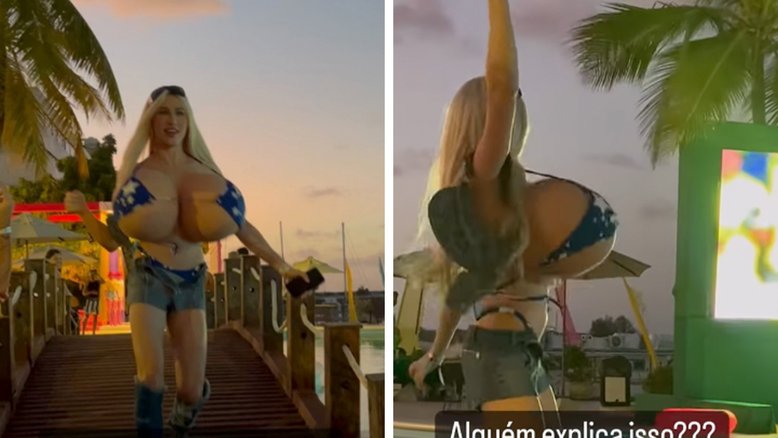 Farofa da Gkay: Mulher com blusa com ‘enchimento’ nos seios viraliza na web
