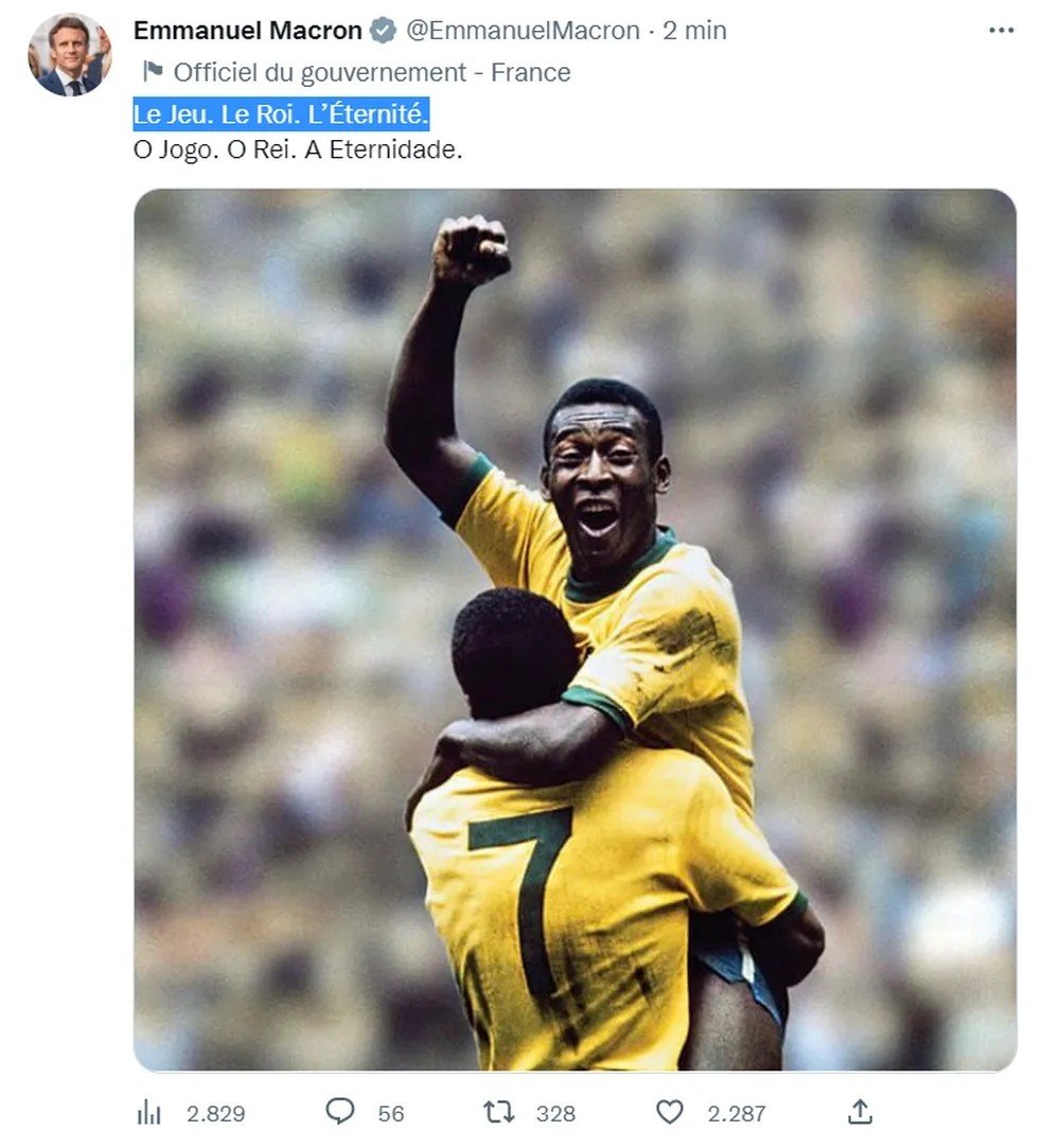 Obama e Macron estão entre os líderes mundiais que lamentaram morte de Pelé; veja a lista