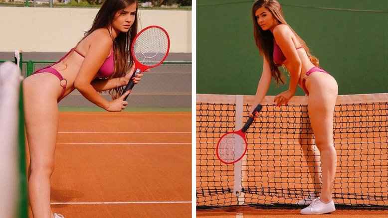Jovem viraliza ao posar em quadra de tênis com raquete de matar mosquitos