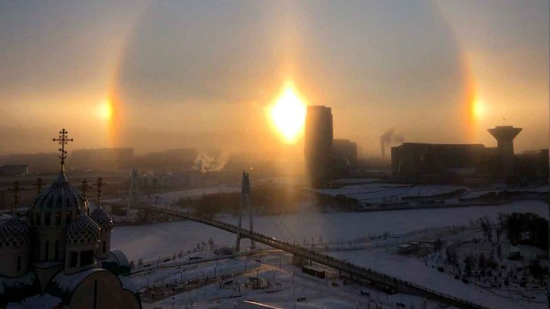 Os moradores de Moscou, capital da Rússia publicam nas redes sociais as imagens do efeito de halo. Foto: Reprodução Twitter