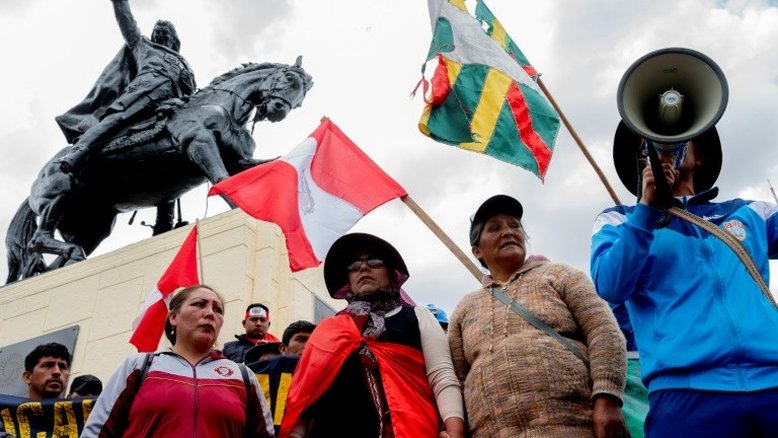 Praça Tupac Amaru, ponto nevrálgico dos protestos em Cusco no Peru
