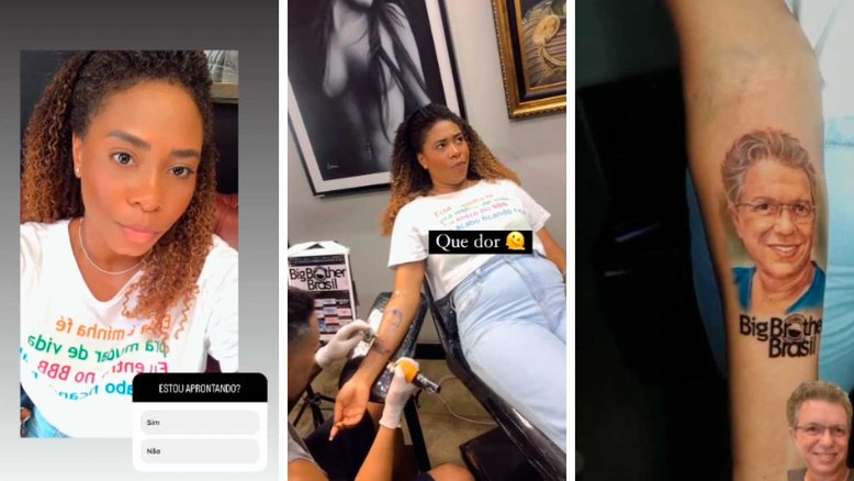 Mulher tatua rosto de Boninho para chamar a atenção e entrar no BBB. Foto: reprodução Instagram