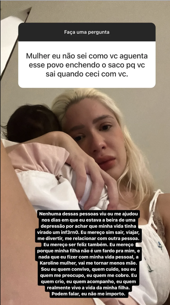 Com filha pequena, Karoline Lima rebate críticas por sair à noite: ‘Mereço ser feliz’ 7 Com filha pequena, Karoline Lima rebate críticas por sair à noite: ‘Mereço ser feliz’