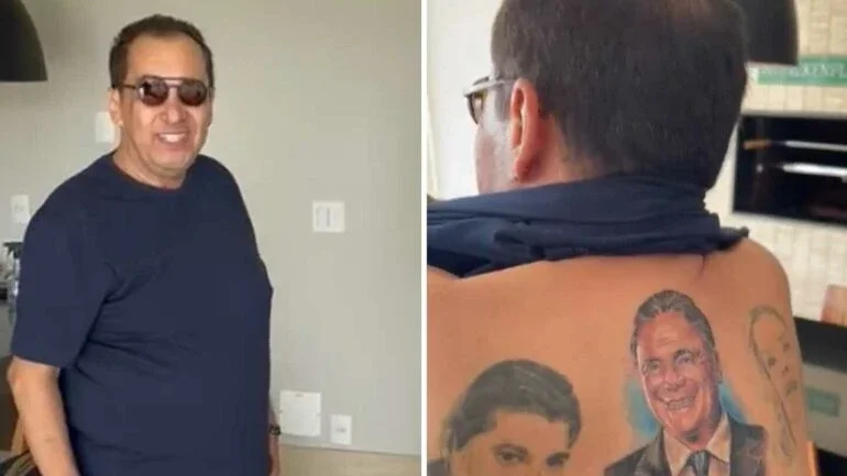 Vídeo: Senador Jorge Kajuru faz tatuagem nas costas com o rosto de Alvaro Dias
