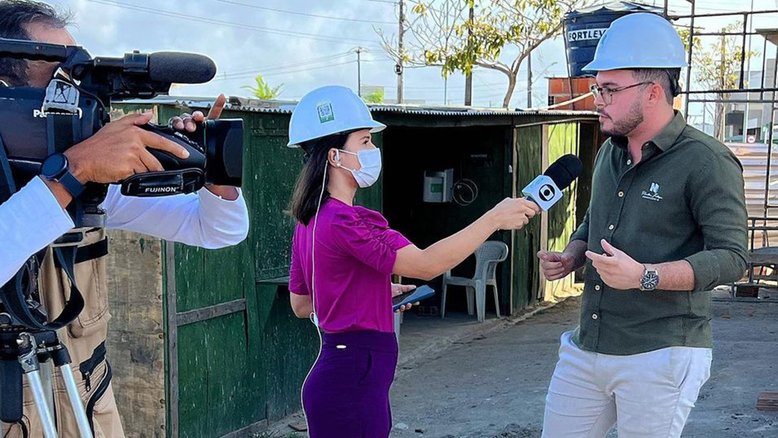 Engenheiro Newton Feitosa em entrevista para a TV Globo