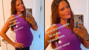 Daniella Sarahyba exibe barriga de gravidez: ‘Com a cara inchadinha’