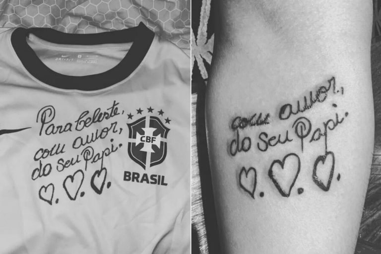 Celeste, filha caçula de Pelé, faz tatuagem com dedicatória ao pai: 'Minha vida' 4 Celeste, filha caçula de Pelé, faz tatuagem com dedicatória ao pai: 'Minha vida'