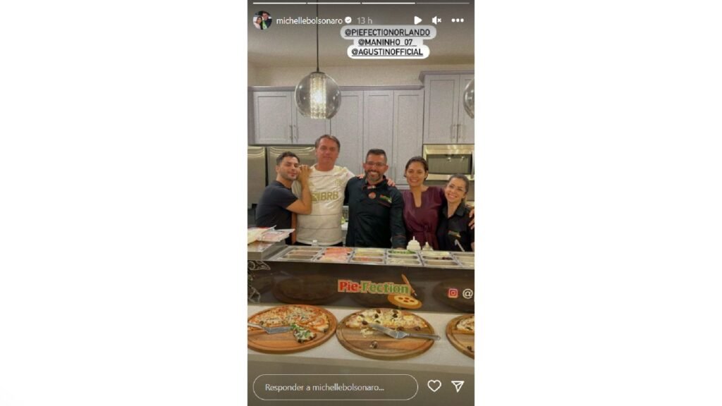 Michelle publica foto com Bolsonaro durante confraternização com pizza nos EUA 4 Michelle publica foto com Bolsonaro durante confraternização com pizza nos EUA