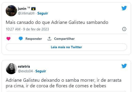 Adriane Galisteu sambando durante ensaio de Carnaval vira meme: 'Deixando o samba morrer’