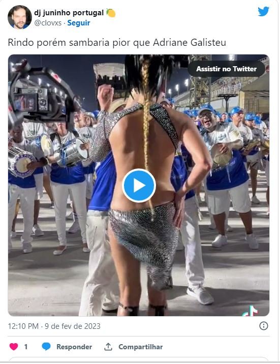 Adriane Galisteu sambando durante ensaio de Carnaval vira meme: 'Deixando o samba morrer’