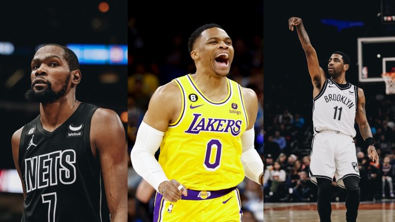 Reprodução/Twitter @BrooklynNets e @Lakers
