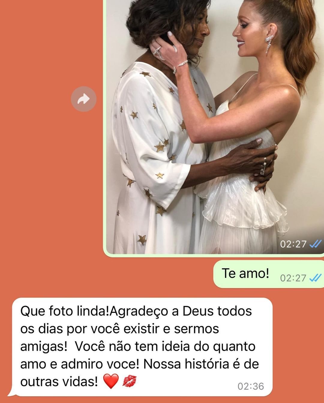 'De outras vidas': Marina Ruy Barbosa divulga mensagens emocionantes e lamenta perda de Glória Maria 4 'De outras vidas': Marina Ruy Barbosa divulga mensagens emocionantes e lamenta perda de Glória Maria