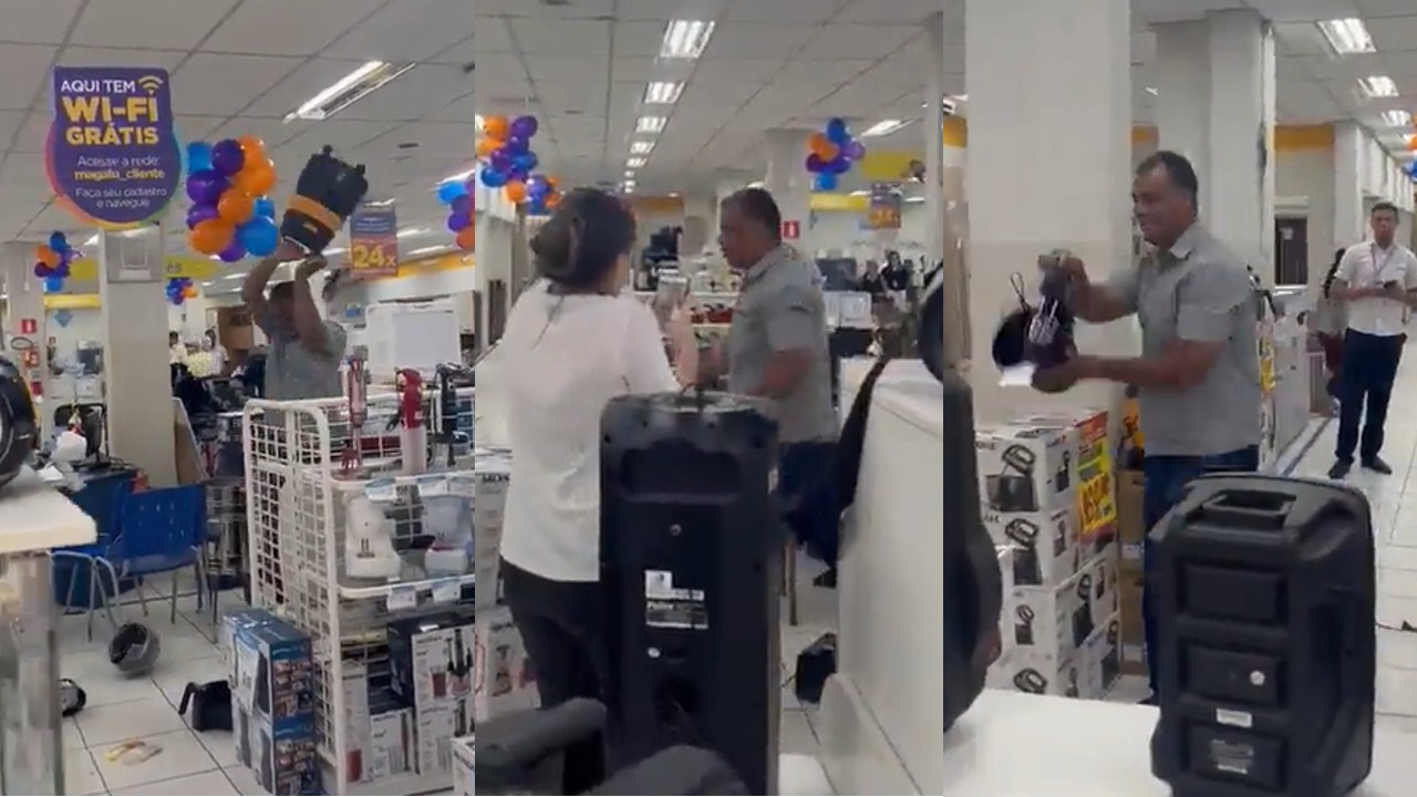 Vídeo: Homem quebra itens em loja após não conseguir trocar aparelho de som