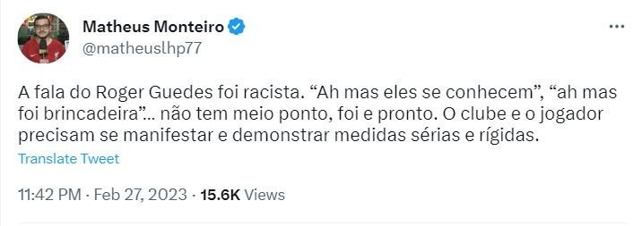 Em podcast, Róger Guedes fala em 'cabelo ruim' e é acusado de racismo por internautas 10 Em podcast, Róger Guedes fala em 'cabelo ruim' e é acusado de racismo por internautas