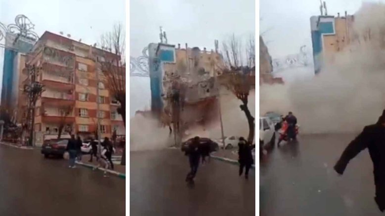 Vídeo chocante mostra momento em que prédio desaba após terremoto na Turquia