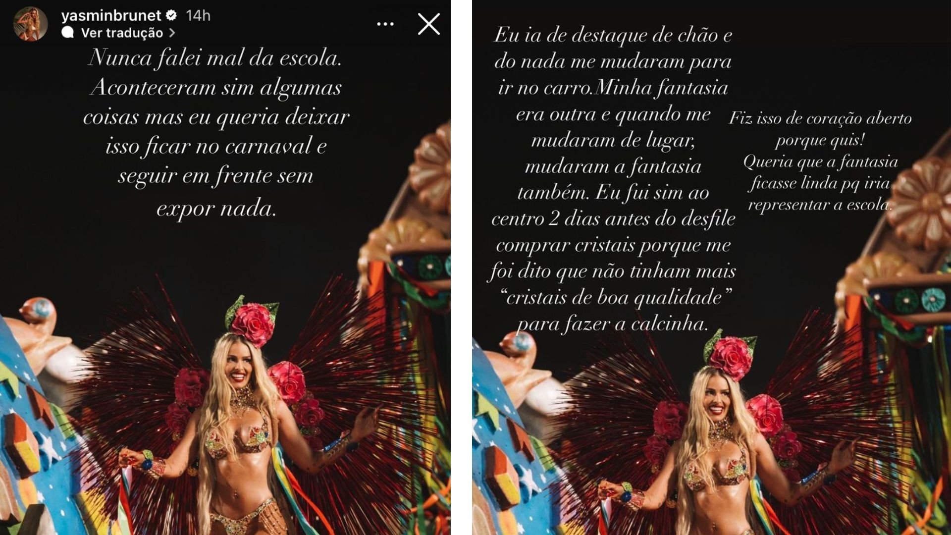 Filha de presidente da Grande Rio expõe Yasmin Brunet: 'Se acha famosa' 10 Filha de presidente da Grande Rio expõe Yasmin Brunet: 'Se acha famosa'