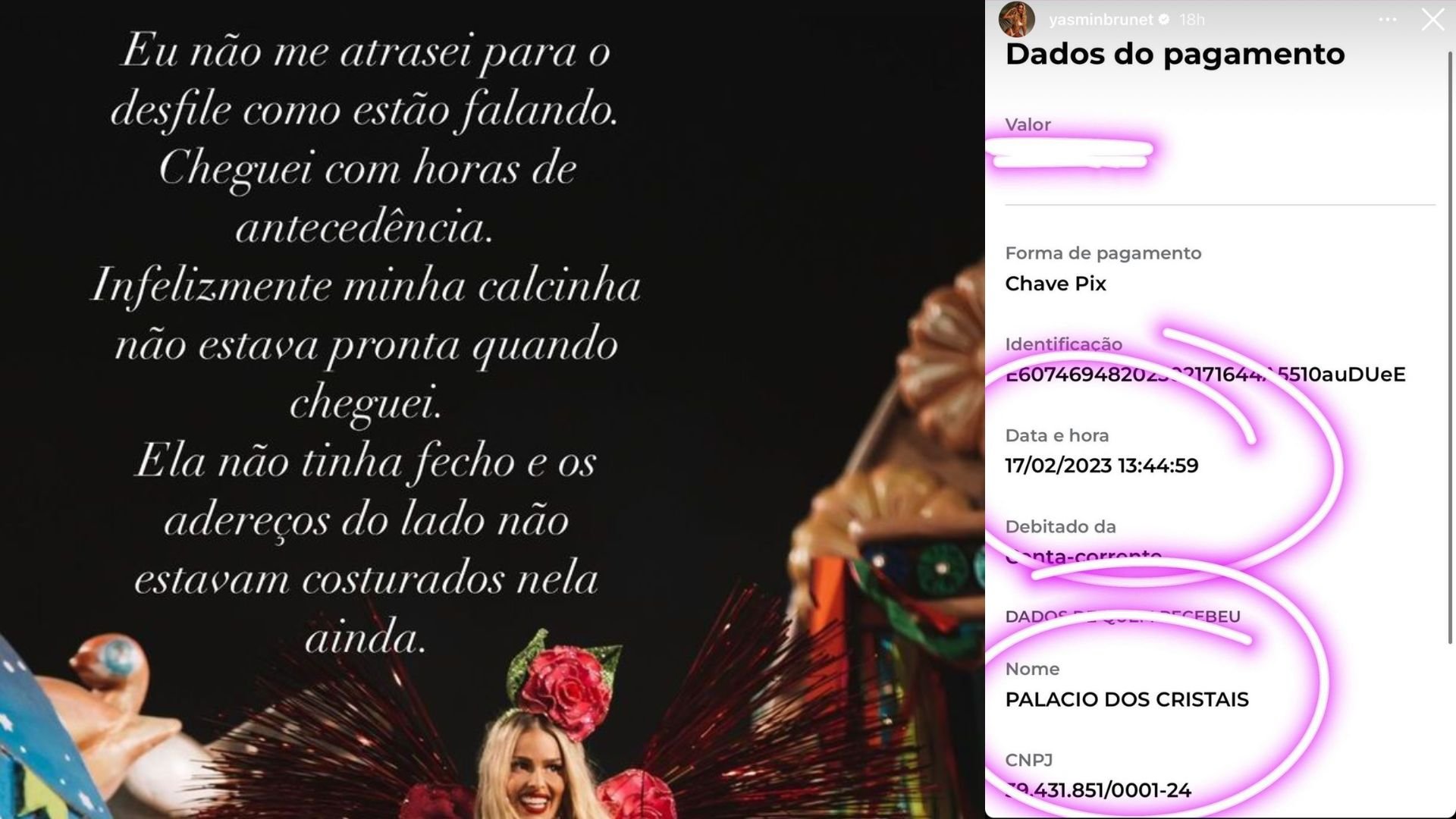 Filha de presidente da Grande Rio expõe Yasmin Brunet: 'Se acha famosa' 11 Filha de presidente da Grande Rio expõe Yasmin Brunet: 'Se acha famosa'