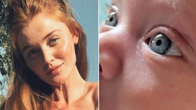 Cintia Dicker mostra olhos também azuis de Aurora