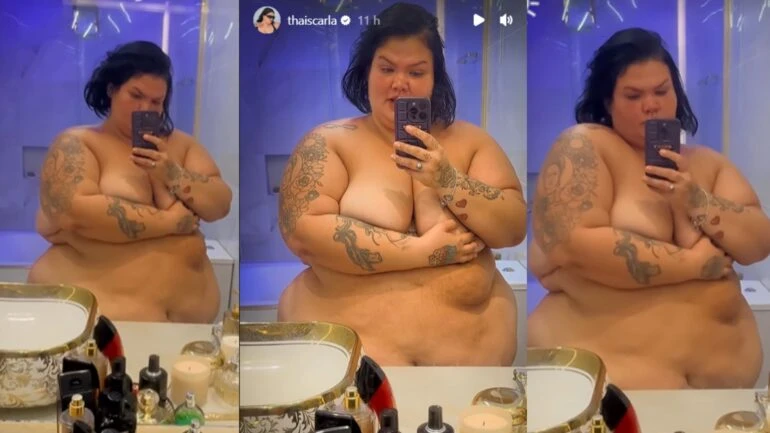 No espelho, Thais Carla surge nua e faz reflexão sobre beleza: 