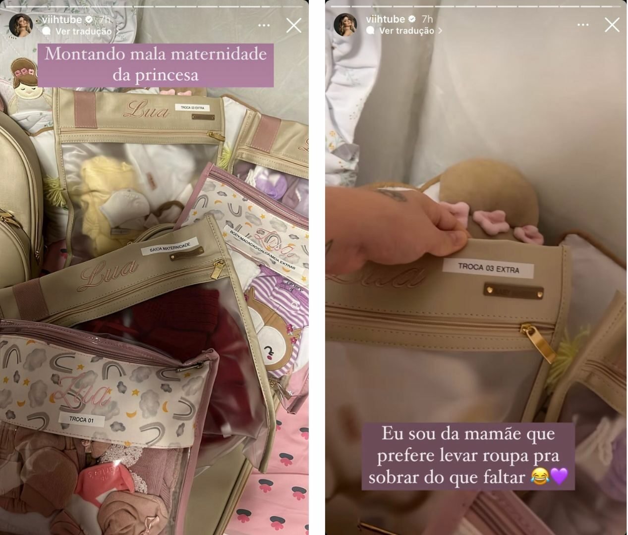 Na reta final da gravidez, Viih Tube monta mala de maternidade de Lua 4 Na reta final da gravidez, Viih Tube monta mala de maternidade de Lua