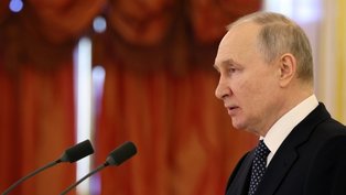 Presidente russo, Vladimir Putin, em cerimônia de acreditação de embaixadores estrangeiros em Moscou