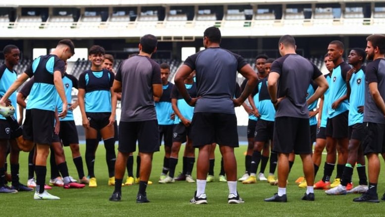 Base do Botafogo treina em novo gramado do Nilton Santos