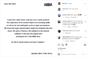 Lasse Wellander, guitarrista do ABBA, morre aos 70 anos vítima de câncer 2 Lasse Wellander, guitarrista do ABBA, morre aos 70 anos vítima de câncer