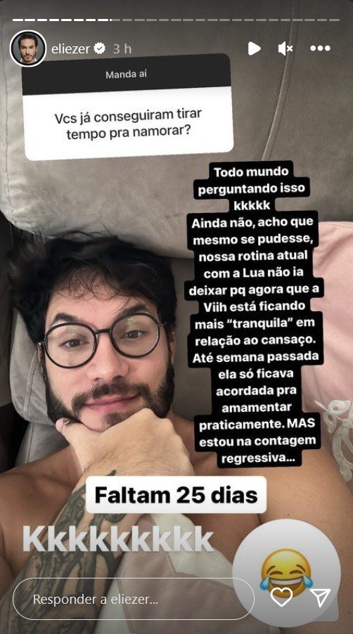 Eliezer fala sobre primeira relação com Viih Tube após nascimento da filha: 'Como vai ser?'