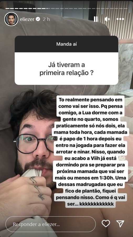 Eliezer fala sobre primeira relação com Viih Tube após nascimento da filha: 'Como vai ser?'