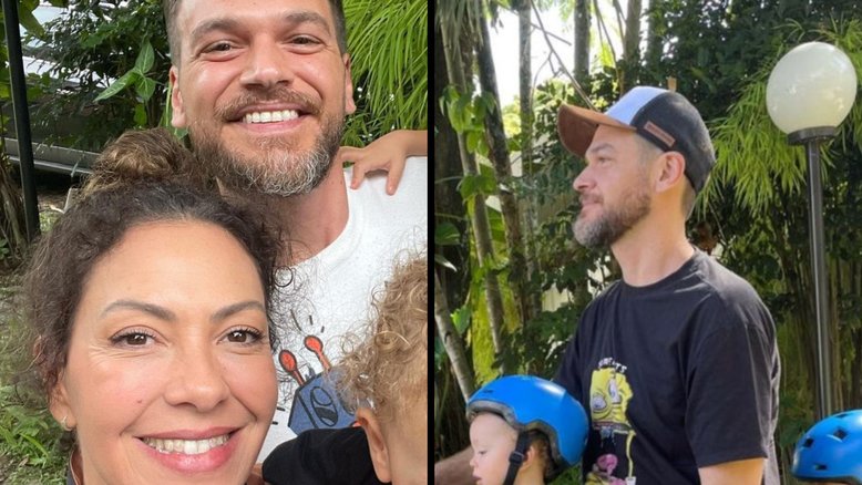 Emílio Dantas passeia de bicicleta com filhos gêmeos e encanta fãs