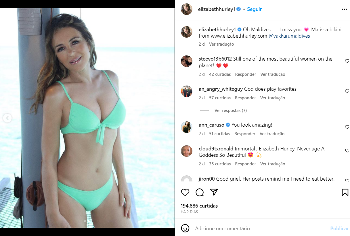 Lembra dela? Estrela de 'Austin Powers', Liz Hurley posa de biquíni e arranca suspiros 7 Lembra dela? Estrela de 'Austin Powers', Liz Hurley posa de biquíni e arranca suspiros