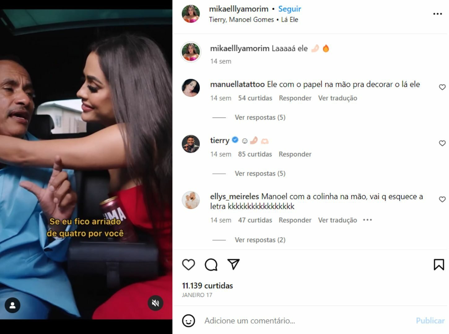 Tierry recebe declaração de nova namorada nas redes sociais; saiba quem é ela