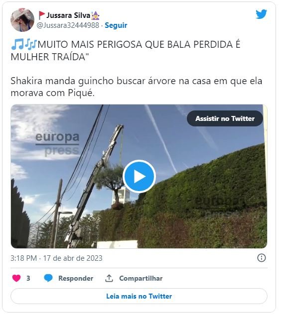 Shakira retira árvore da casa que morava com Piqué e diverte internet: 'Me identifico'