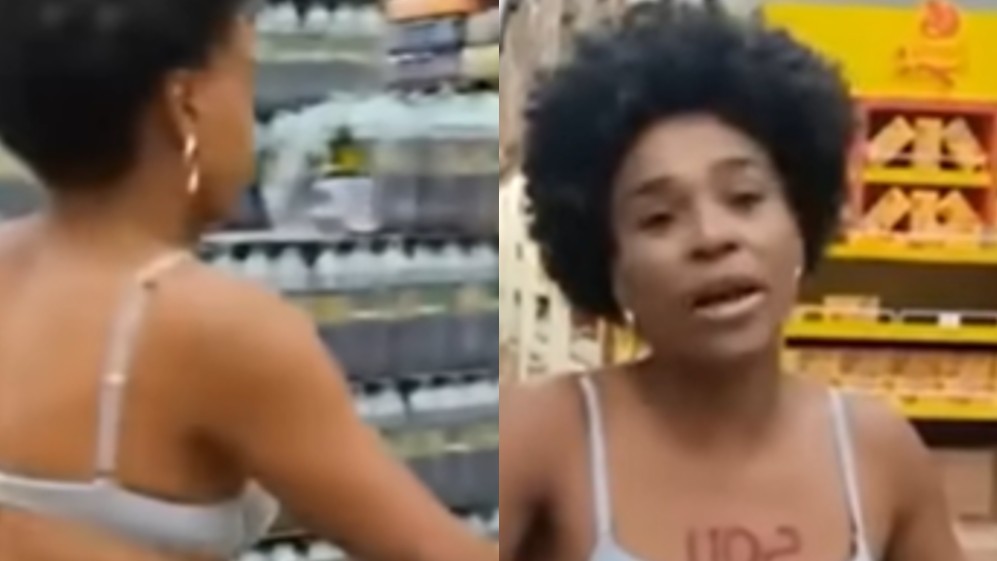 PR: Mulher negra diz ter sofrido racismo em mercado e fica de calcinha e sutiã como protesto; veja o vídeo