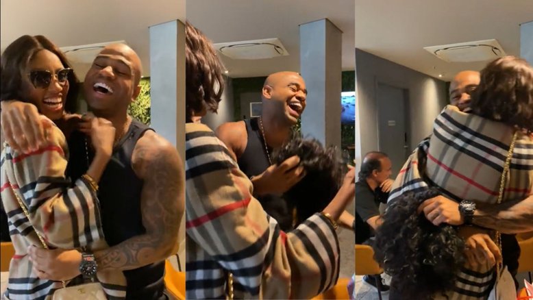 Tina, do BBB23, presenteia Cezar Black com peruca: 'Sem briga'