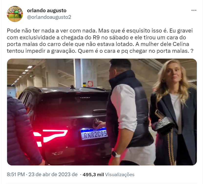 Flagra no porta-malas de Ronaldo Fenômeno: quem é o modelo que ‘pegou carona’ 5 Flagra no porta-malas de Ronaldo Fenômeno: quem é o modelo que ‘pegou carona’