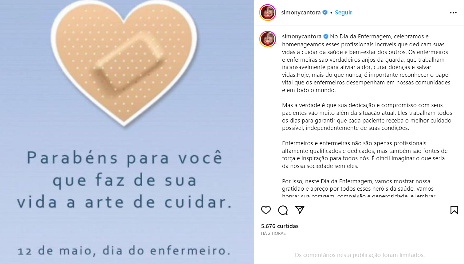 Em tratamento contra câncer, Preta Gil e Simony prestam homenagens pelo Dia Internacional da Enfermagem