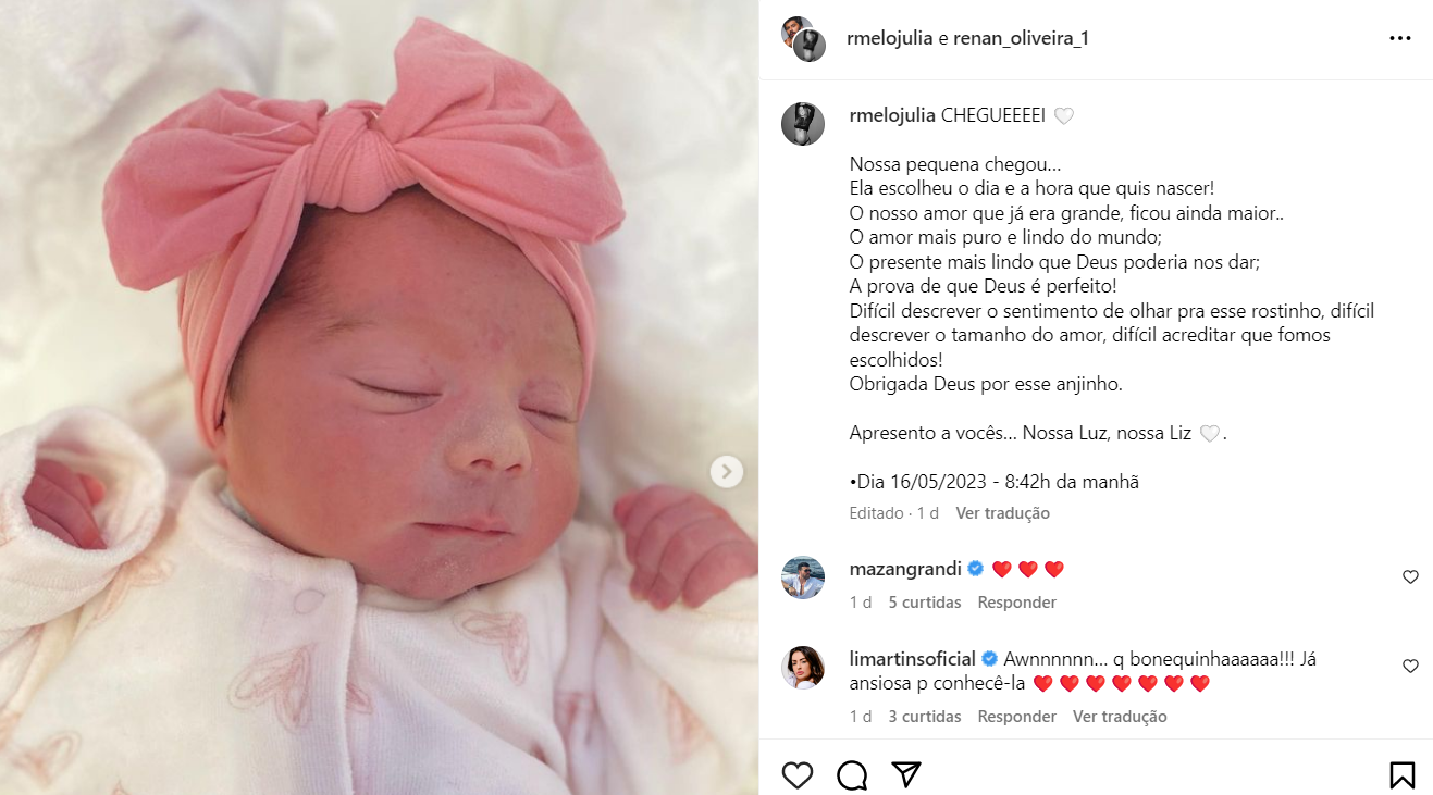 Filha do ex-BBB Renan Oliveira passa por banho de luz para conter icterícia 2 Filha do ex-BBB Renan Oliveira passa por banho de luz para conter icterícia